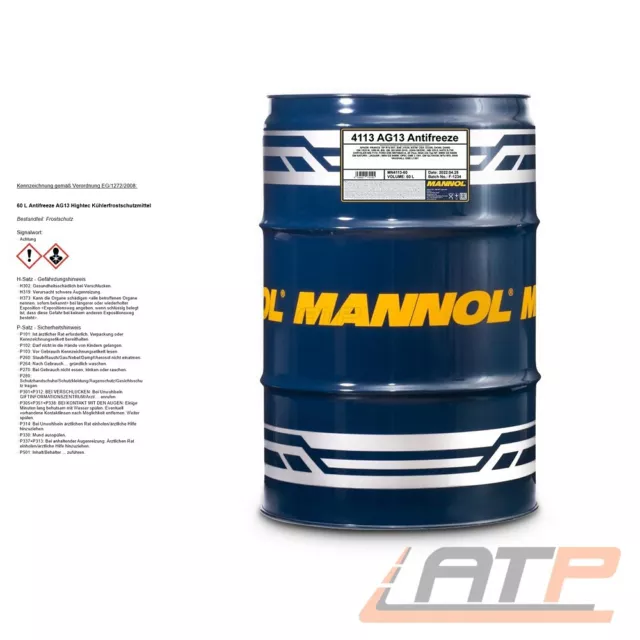 Mannol 60 L Liter Antifreeze Ag13 Hightech Kühlerfrostschutzmittel Grün