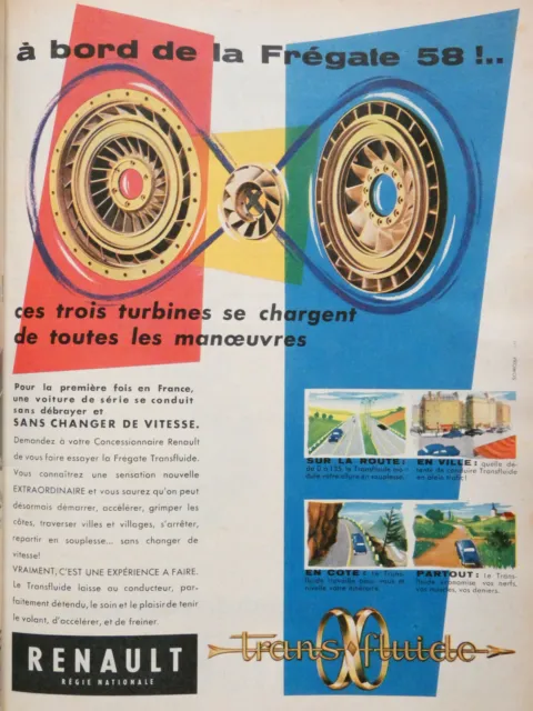 1957 Renault PRESS ADVERTISEMENT ABOARD THE FRIGATE 58 TRANS-FLUID