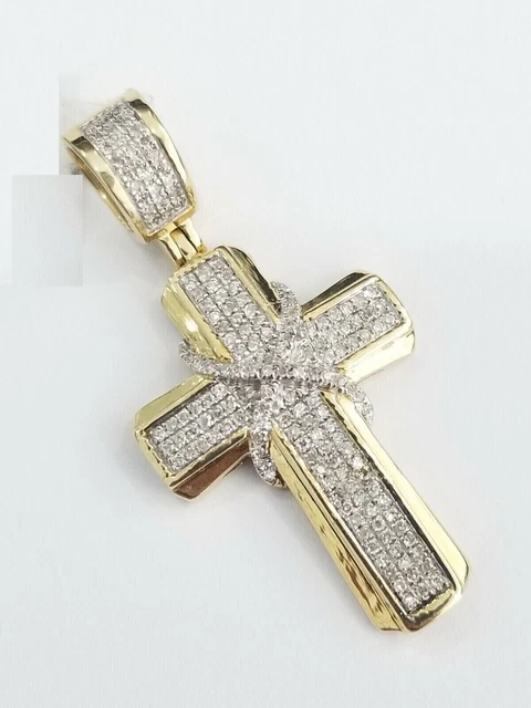1.50Ct Round Cut Moissanite Men's Holy Cross Pendant 14k Yellow Gold Plated