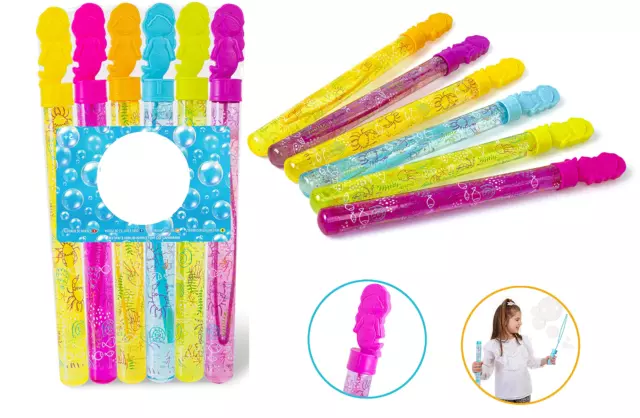 Mermaid Bubble Swords - Pack of 6 - Bubble Party Bag Fillers - Summer Fun in -