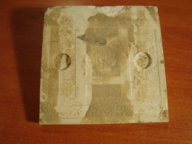 Reclaimed original period antique Art Nouveau Majolica tile rose & green flowers 5