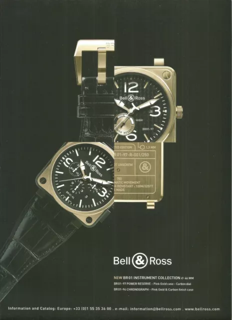 BELL & ROSS BR01-97 Power Reserve and BR01-94 Chronograph watch - 2007  Print Ad