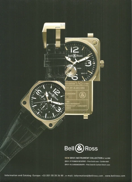 BELL & ROSS BR01-97 Power Reserve and BR01-94 Chronograph watch - 2007 Print Ad BELL & ROSS BR01-97 Power Reserve and BR01-94 Chronograph watch - 2007 Print Ad