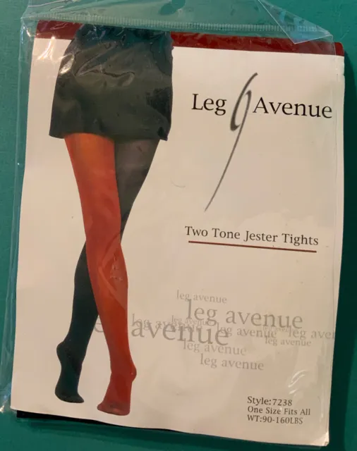 Leg Avenue 2-Tone Tights Nylon/Spandex Jester-Clown-Elf-Colorful Ladies Tights