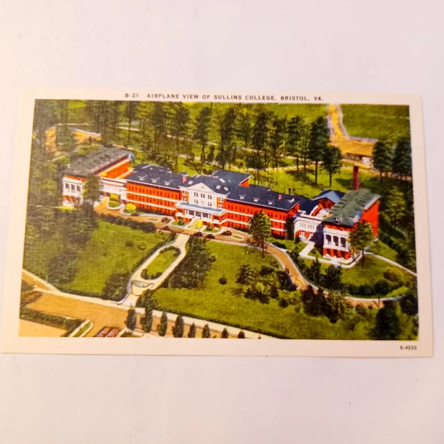 Postcard: Airplane View of Sullins College - Bristol Virginia - Linen