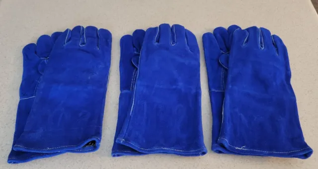 Cordova 7610A Blue Side Split Leather Thumb Guard Welder Glove  3 Pairs