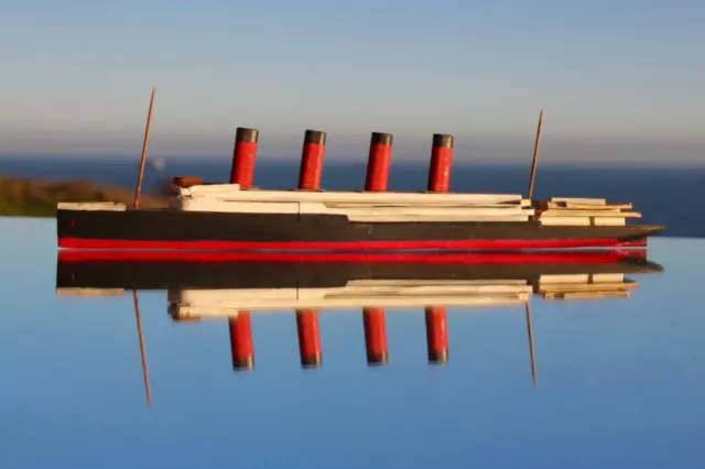 CUNARD LINE RMS LUSITANIA UNFINISHED ORIGINAL MODEL SHIP 100' to 1"