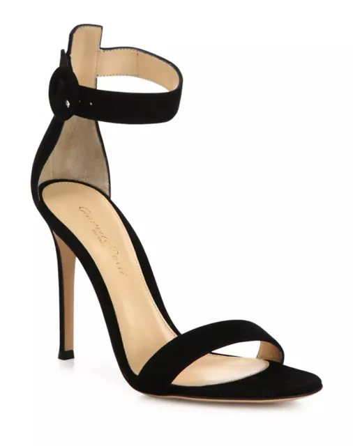 GIANVITO ROSSI PORTOFINO Suede Sandals Heels Shoes, Black 36 NWOB $650. ...