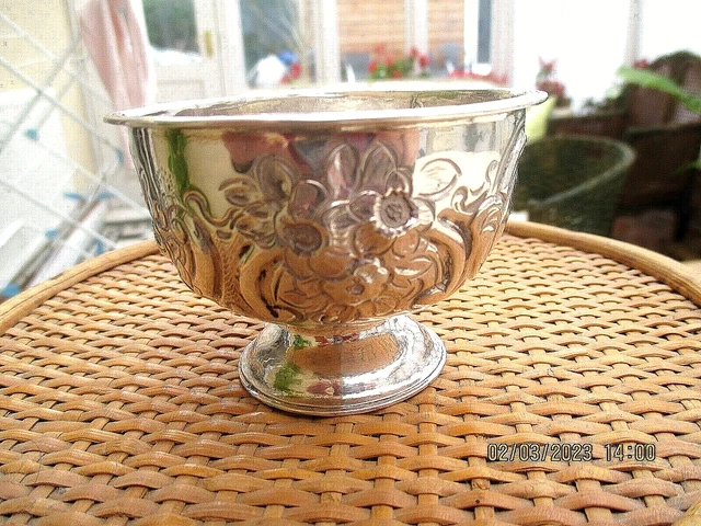 Solid Silver Repousse Footed Bowl