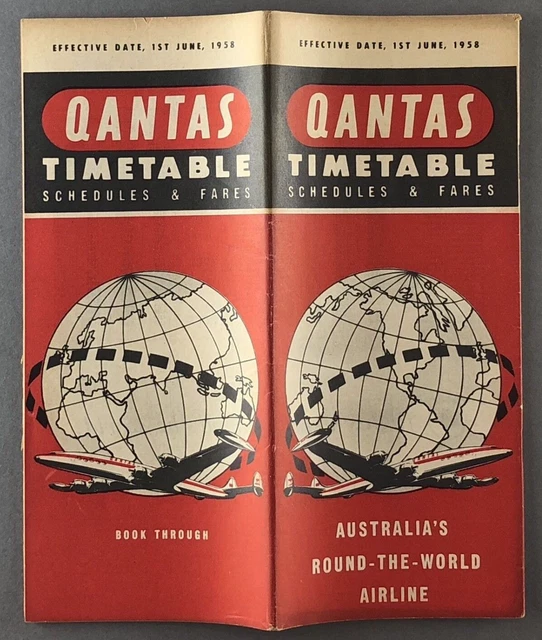 QANTAS AIRLINE TIMETABLE June 1958 Route Map Qf Australia Qf £59.95