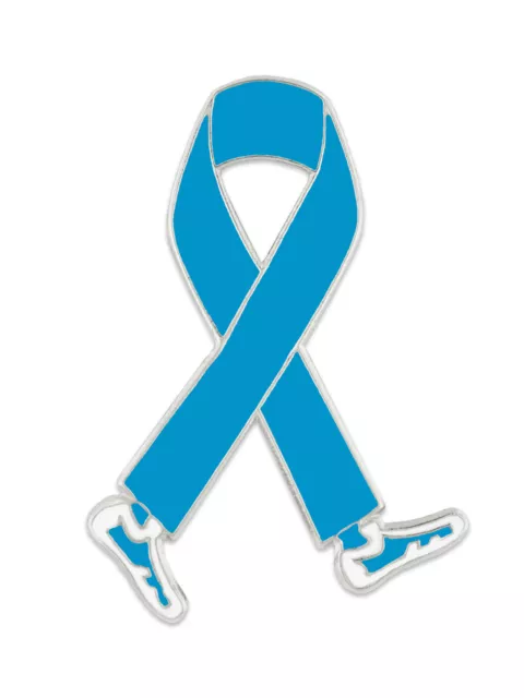 PinMart's Light Blue Awareness Ribbon with Feet Enamel Lapel Pin