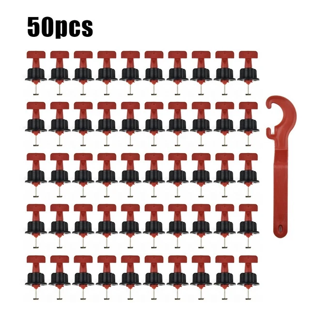 50x/set Flat Ceramic Floor Construction Tools Reusable Leveling Tile System