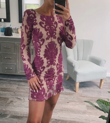 NEW For Love & Lemons San Marcos Purple Lace Mini Dress Size Large Z193-11