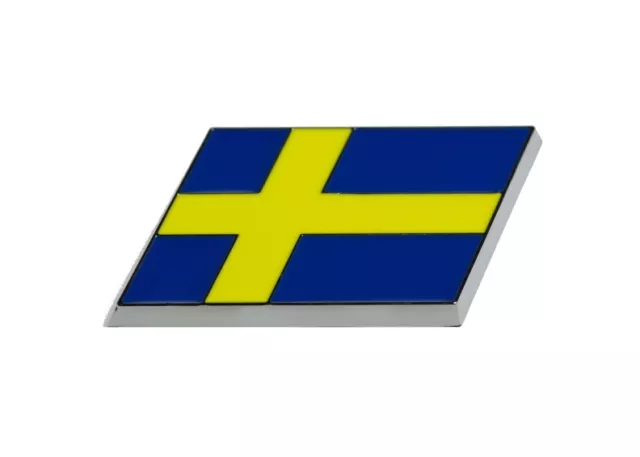 Schweden Flagge Emblem Abzeichen - Schwedische - Auf Chrom Abgeschrägt Basis