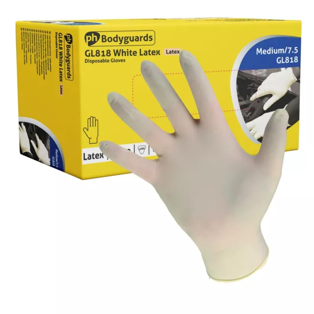 Bodyguards Powdered White Latex Disposable Gloves Box of 100