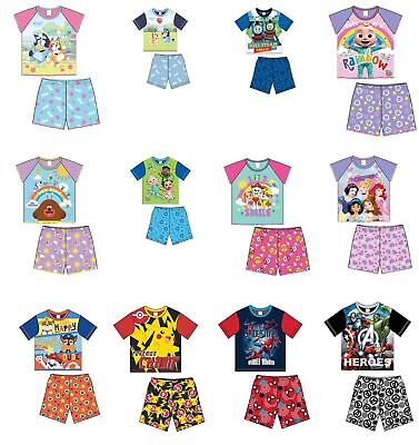 Shortie Pyjamas Set Disney Boys Girls Kids Toddler Children Short Pjs Nightwear