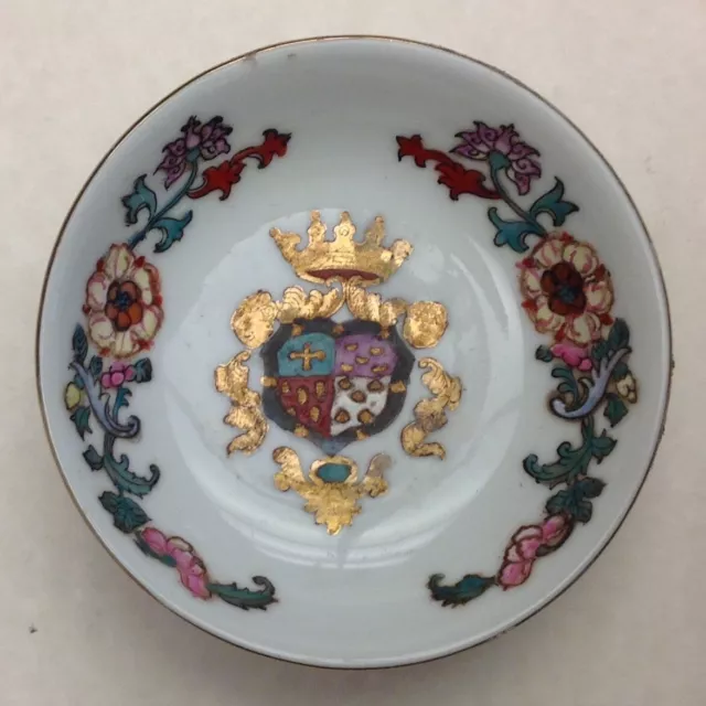 ~ Chinese Export Armorial Dish / Plate  Hand Painted Coat of Arms - 20th century