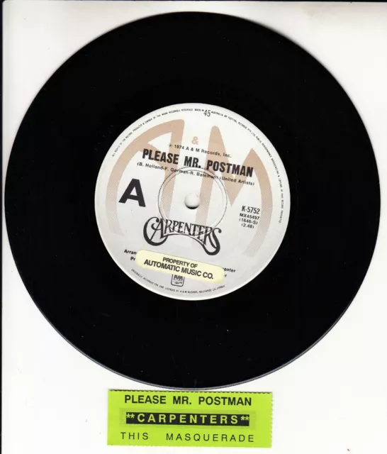 Carpenters - Rainy Days and Mondays - 45 rpm Vinyl Record A&M Pic Sleeve