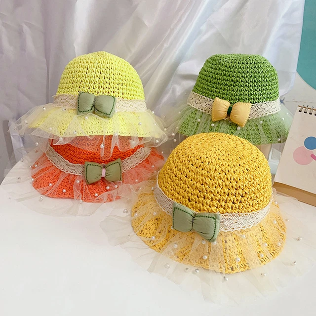 Sun Hat Lace Design Windproof Children Sun Bucket Hat Fine Workmanship