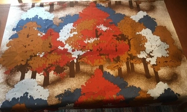 Int'l Printworks Fabric Wallhanging Trees - Vintage Retro Mid Century Art Deco