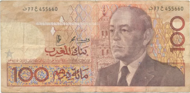 Billet Maroc - 100 Dirham - Hassan II - 1987 - Banque du Maroc - voir scan