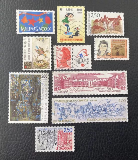 Lot de 10 timbres anciens de France années diverses - Stamps Briefmarken - L42