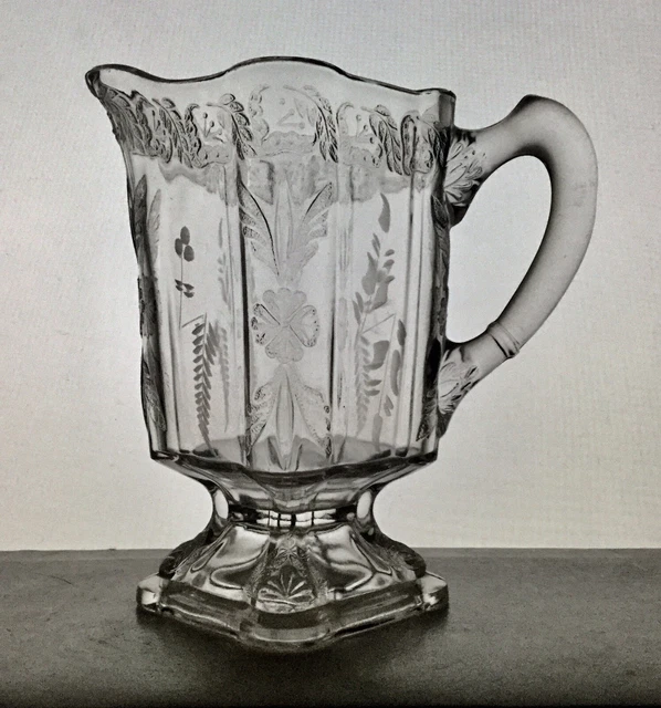 EAPG Antique McKee and Brothers "ATHENS" Creamer Cream Pitcher FLOWER AND QUILL