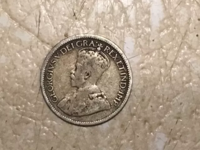 1918 CANADA - Original Antique Silver 10 Cents Coin under King GEORGE V