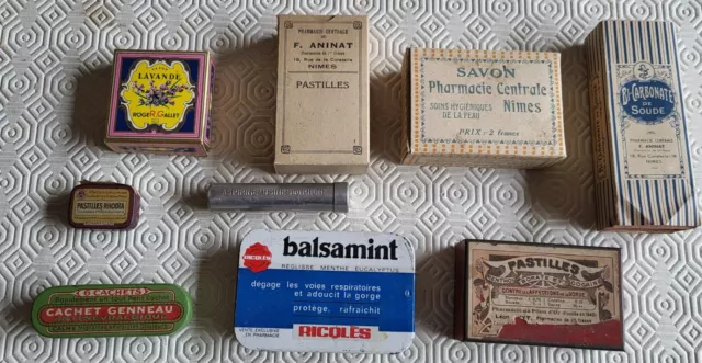 Lot de boîtes anciennes de pharmacie