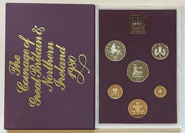 1980 Coinage of the United Kingdom & Northern Ireland 6 Coin Proof Set in BOX