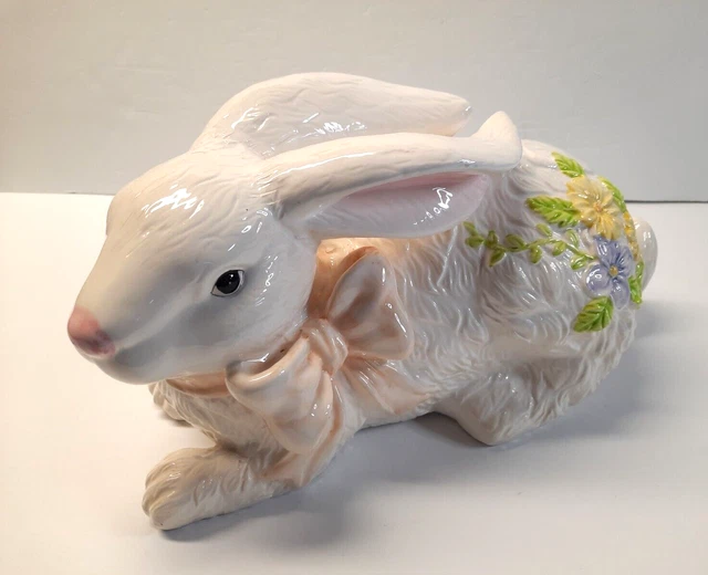 Vintage Hand Painted Large 12" Ceramic Easter Bunny Rabbit Spring/Easter Decor'