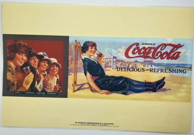 2 Coca Cola Placemat Reproduction of a 1918 Advertising Poster Plastic Cover Set