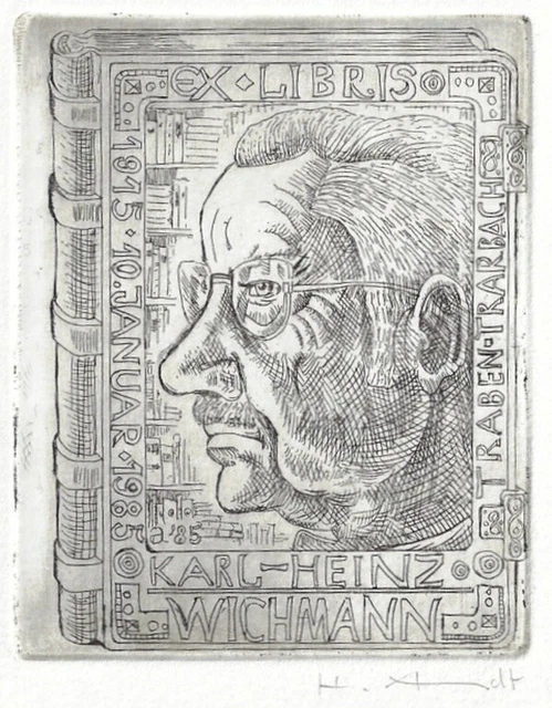 HELMUT ARNDT: Exlibris für Karl-Heinz Wichmann "Traben-Trabach", Portrait