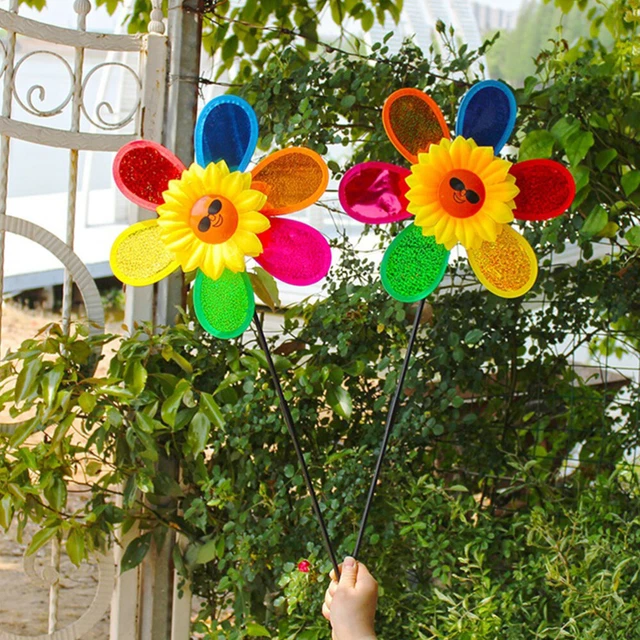 3pcs Outdoor Windrad Sunflower Rasen Windräder Kinder Windräder Spielzeug 10