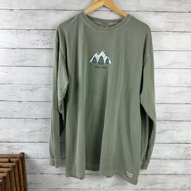 Life is Good Shirt Mens Size XL Green Life Is Good Mountain trees Long Sleeve