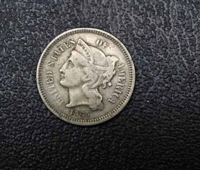 1865 Three Cent Nickel Piece 3C Ungraded Choice US Type Coin