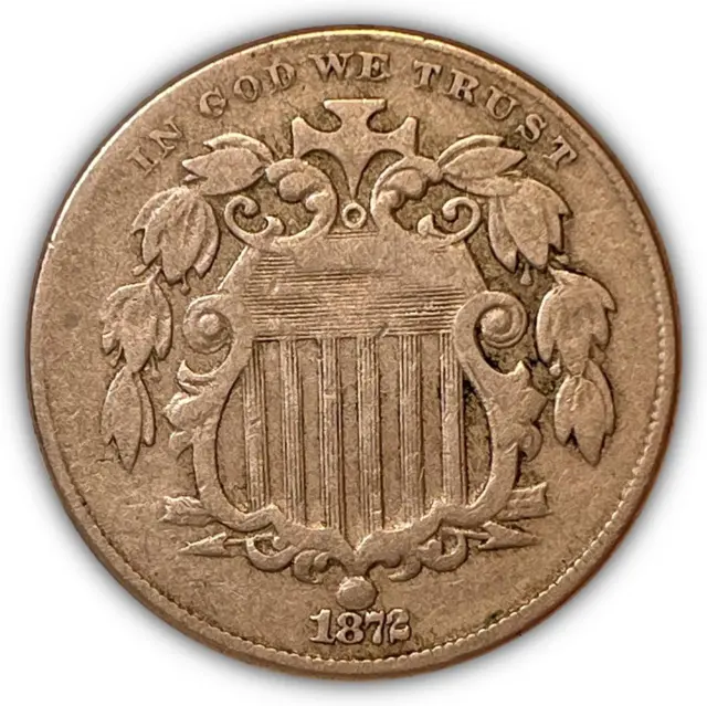 1872 Shield Nickel Very Fine VF Coin #4576