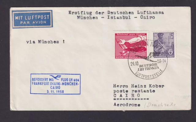 Flugpost Brief Air Mail Lufthansa LH 604 Frankfurt München Kairo Ägypten