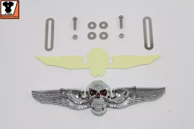 Skull Wing License Plate Ornament Chopper Springer Softail Rigid