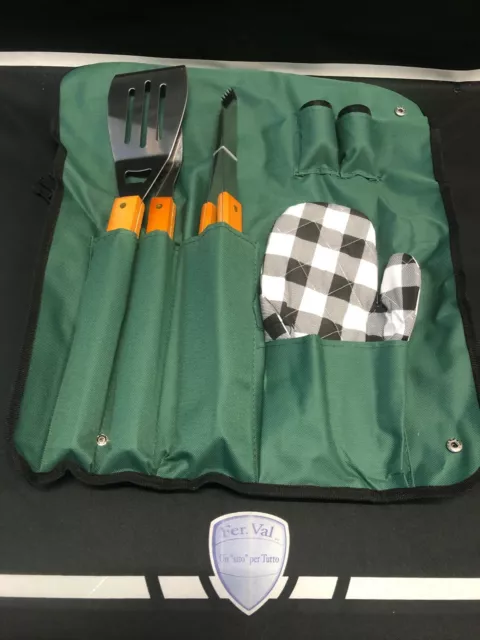 Set Herramientas Para Barbacoa con Delantal Espátula Pinza Tenedor FI94601 3