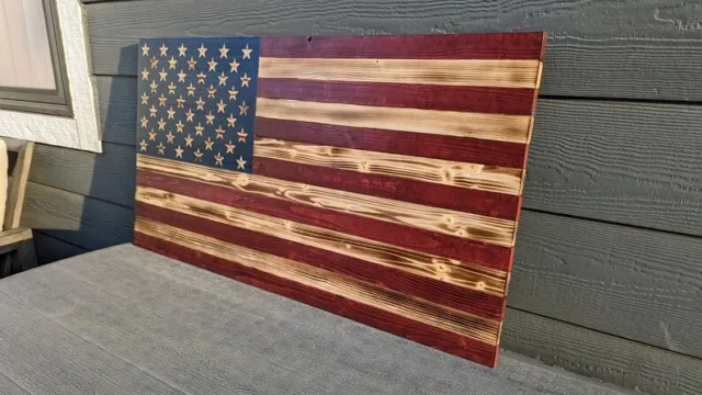 Bandera Americana Patriótico Decoración de Pared Reto Madera Ondulado US