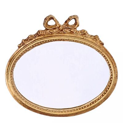 Espejo Oval Lazo 18 X 19 Cm. Color Oro Antigua Hecho