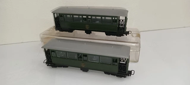 NARROW GAUGE HOE 009 2x Jouef Eggerbahn Bogie Coach Green Livery NICE £ ...