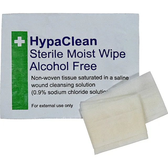 BS8599 Sterile Saline Moist  Cleansing Wound Wipes Hypaclean First Aid Medical