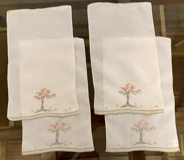 Set of 4 Vintage Madeira Linen MARGHAB  Fingertip Towels Jacaranda Floral