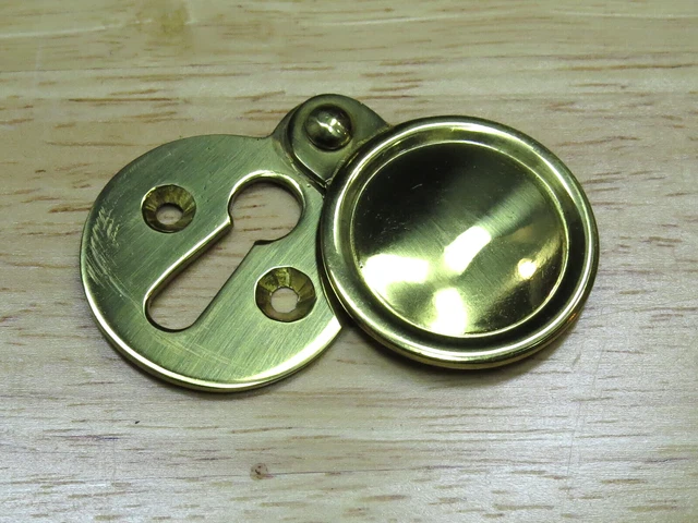 Vintage Solid Brass Keyhole Cover Plate Escutcheon NOS New Old Stock