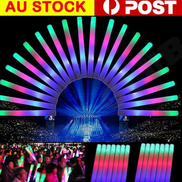 100-400PC LED Foam Sticks RGB Thunder Wand Glow Sticks Flashing Light Rave Party