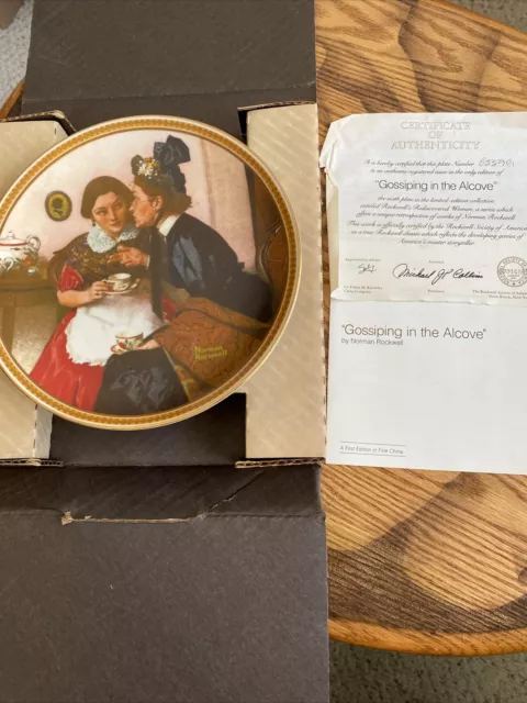 Norman Rockwell Collector Plates Limited Ed Knowles w/COA Gossiping in the Alcov