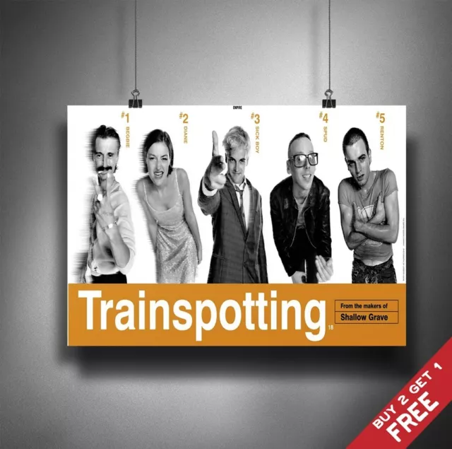 TRAINSPOTTING 1996 MOVIE POSTER A3 / A4 Classic Cult Movies Wall Art Print