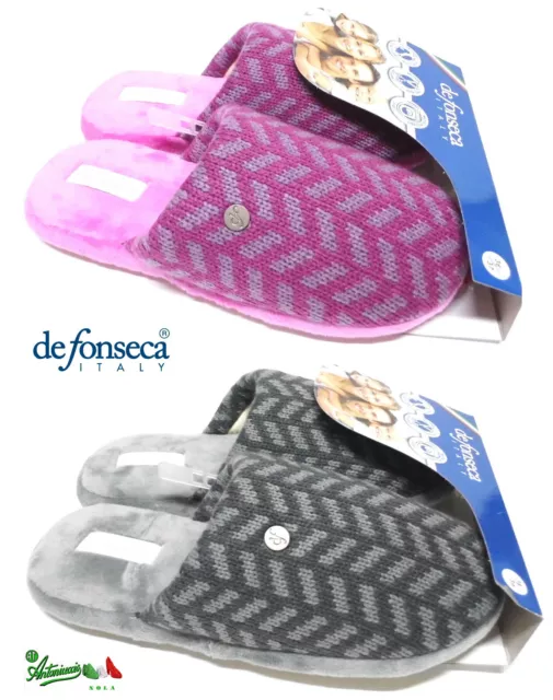 DE FONSECA ciabatte pantofole donna invernali tessuto gomma ROMA TOP I W531